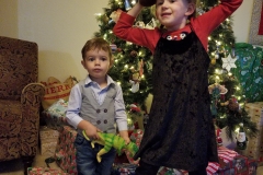 Colton and Addie playing before dinner