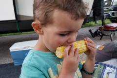 Chips and corn are Colton's favorite camping food