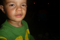 Helping with the campfire.